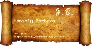 Hanzely Barbara névjegykártya